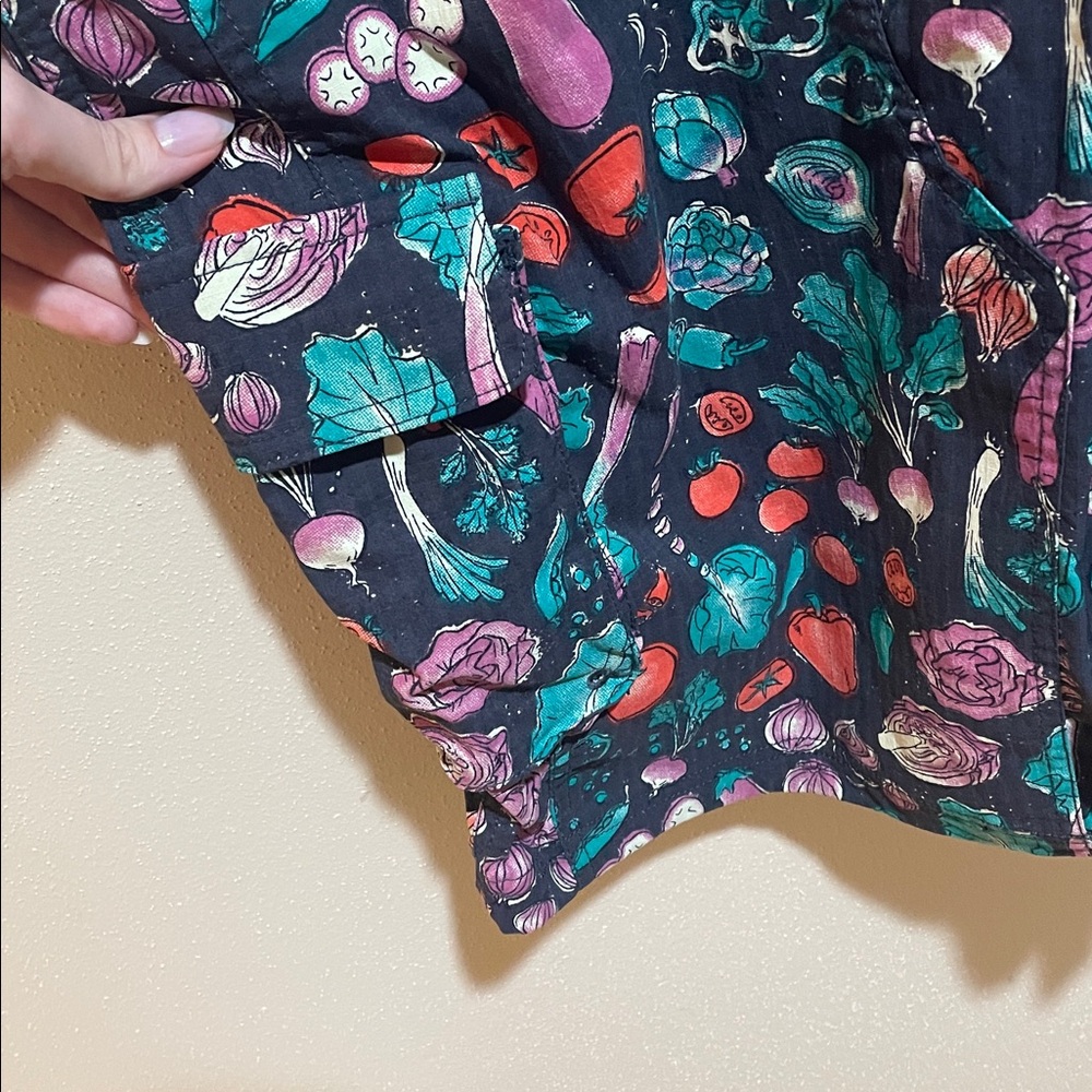 🥕 RARE PRINT 🍅 Duluth Trading Co Heirloom Gardening Overall Shorts💖 - Picture 10 of 14